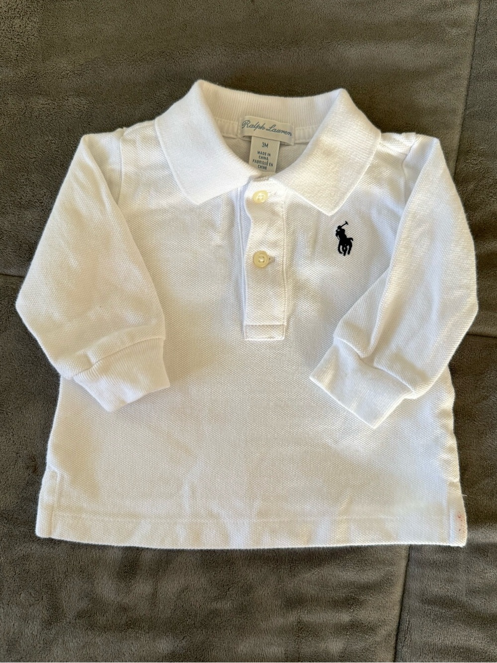 Ralph Lauren 100% Cotton White Long-Sleeve Polo - Size 3 mos